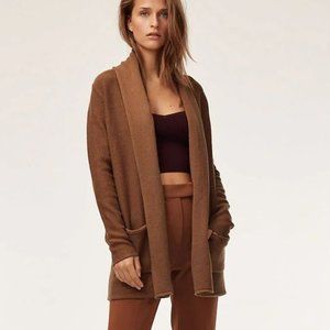 Aritzia Babaton Cardigan Size Medium Shawl Collar Front Pockets in Camel
